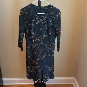 Banana Republic Dark Floral Long Sleeve Dress